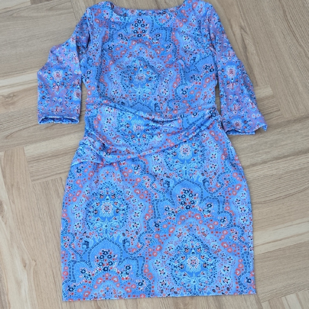 GRETCHEN SCOTT Blue and Pink Patterned Women's Dress Small